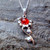 Sterling silver sunflower pendant necklace set with oval Baltic cognac amber 