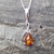 Sterling silver necklace with amber teardrop gemstone