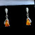 925 silver drop earrings with Baltic amber teardrop stones 