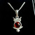 Sterling silver owl pendant with cognac amber and cubic zirconia