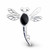 Small 925 sterling silver dragonfly pin brooch with oval Whitby Jet stone