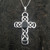 Large Celtic sterling silver cross pendant with oval Whitby Jet stone