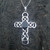 Large hand crafted Celtic sterling silver cross pendant with oval Whitby Jet stone
