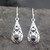 925 sterling silver filigree drop earrings with round Whitby Jet stone