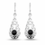 925 sterling silver filigree drop earrings with round Whitby Jet stone