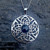 Hand crafted large sterling silver round Celtic Pendant with Whitby Jet cabochon