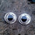 Large hand crafted Whitby Jet and 925 silver round spiral stud earrings