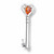 Sterling silver beaded heart key vertical pin brooch with Baltic cognac amber teardrop stone