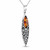 Contemporary large fancy marquise 925 silver necklace with Baltic amber stone