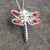 Large 925 silver multi stone dragonfly necklace with Baltic amber