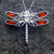 Sterling silver Baltic amber dragonfly four marquise stone pendant necklace 