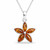 Contemporary sterling silver star pendant with five cognac amber marquise stones