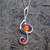 Large sterling silver treble clef pendant necklace with Baltic cognac amber stones