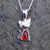 Baltic cognac amber and sterling silver small cat pendant necklace