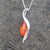 Elegant modern asymmetrical sterling silver and cognac amber wave pendant