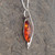 Contemporary curved 925 silver necklace with Baltic amber stone