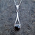 925 sterling silver wishbone pendant necklace with round hand cut Whitby Jet stone