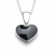 Hand crafted curved Whitby Jet sterling silver love heart pendant necklace in gift case