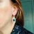 Hand crafted large fancy steering silver filigree detail dangle earrings shiny black gemstone 