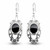 Long sterling silver filigree earrings set with oval Whitby Jet stones