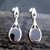 Sterling silver hinged drop earrings with Whitby Jet oval stones and stud fastenings