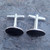 Sterling silver swivel bar cufflinks with oval Whitby Jet stones