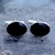 Hand crafted gents 925 silver oval cufflinks with natural black stones