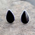 Large hand crafted Whitby Jet and sterling silver teardrop stud earrings