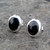 Hand crafted sterling silver cushion edge oval stud earrings with Whitby Jet