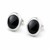 Hand crafted sterling silver cushion edge oval stud earrings with Whitby Jet