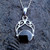 Hand crafted Whitby Jet 925 sterling silver fancy filigree pendant necklace oval stone