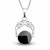 Hand crafted Whitby Jet 925 sterling silver fancy filigree pendant necklace oval stone