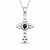 Sterling silver beaded cross pendant with round Whitby Jet stone