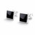 Whitby Jet and sterling silver square stud earrings with hand carved stones