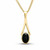 Hand crafted 9ct yellow gold small wishbone pendant necklace oval Whitby Jet stone
