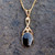9ct yellow gold Celtic necklace with oval Whitby Jet stone handcrafted in Whitby