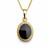 Hand crafted oval rope edge 9ct yellow gold Whitby Jet pendant necklace 