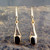 9ct gold hand crafted wishbone drop earrings with oval Whitby Jet