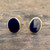 Hand crafted oval 9K yellow gold stud earrings with organic black gemstones 