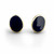 Hand crafted oval 9K yellow gold stud earrings with organic black gemstones 