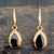 Whitby Jet and 9ct gold teardrop drop earrings