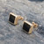 Handmade Whitby Jet and gold square studs