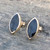 9ct gold stud earrings with marquise cut Whitby Jet stones