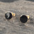 Whitby Jet 9ct gold medium round 6mm stud earrings