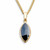 Handmade small 9ct yellow gold pendant necklace marquise cut Whitby Jet stone