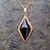 Hand crafted Whitby Jet and 9ct gold diamond shaped pendant on gold curb chain