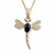 Hand crafted Whitby Jet and 9ct gold dragonfly pendant on gold chain