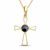 Hand crafted Whitby Jet 9ct yellow gold cross pendant necklace on gold curb chain