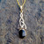 Hand crafted large Celtic 9ct yellow gold and Whitby Jet pendant necklace