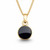 Hand crafted 9ct yellow gold Whitby Jet round pendant necklace in gift case